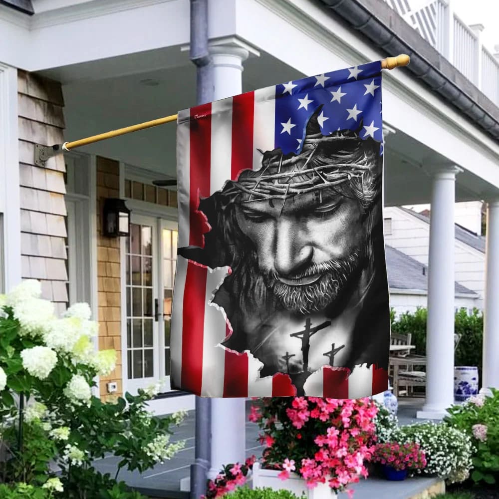 Believe In Jesus Cross American House Flags - Christian Garden Flags - Outdoor Christian Flag