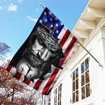 Believe In Jesus Cross American House Flags - Christian Garden Flags - Outdoor Christian Flag