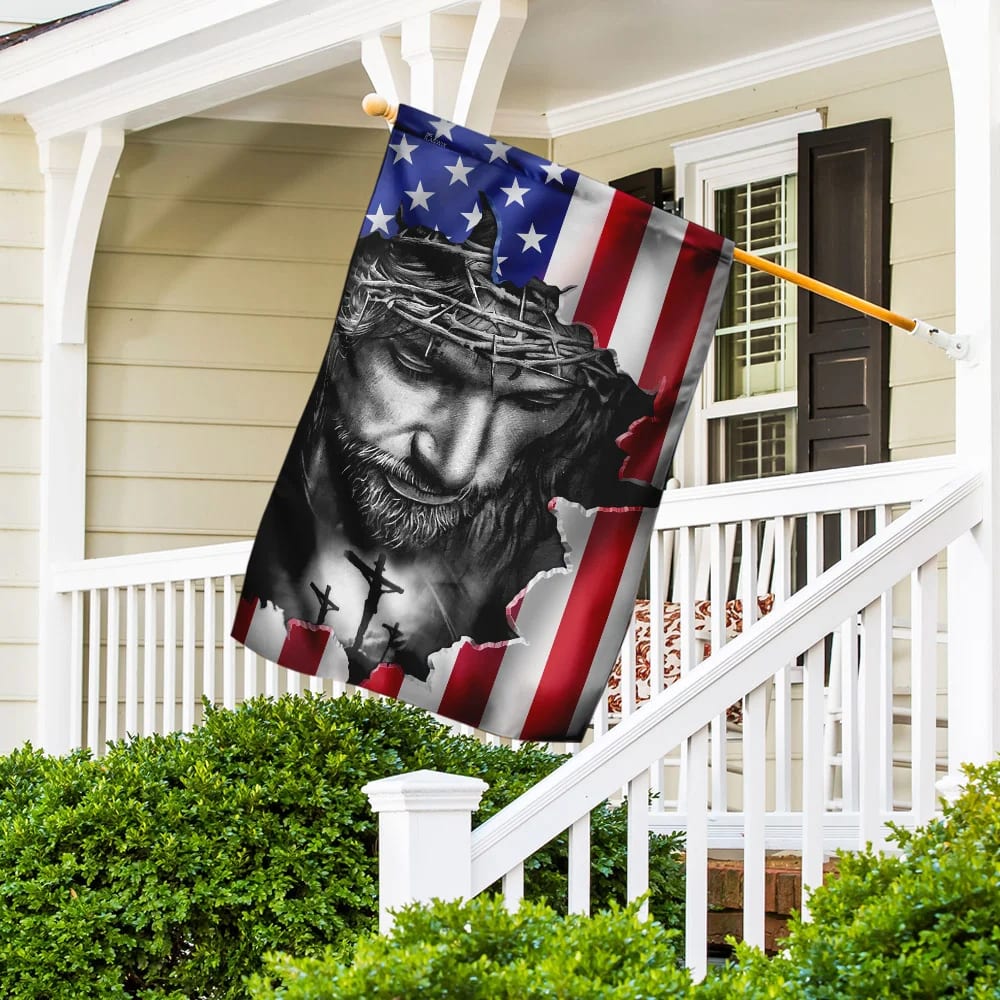 Believe In Jesus Cross American House Flags - Christian Garden Flags - Outdoor Christian Flag