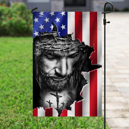 Believe In Jesus Cross American House Flags - Christian Garden Flags - Outdoor Christian Flag