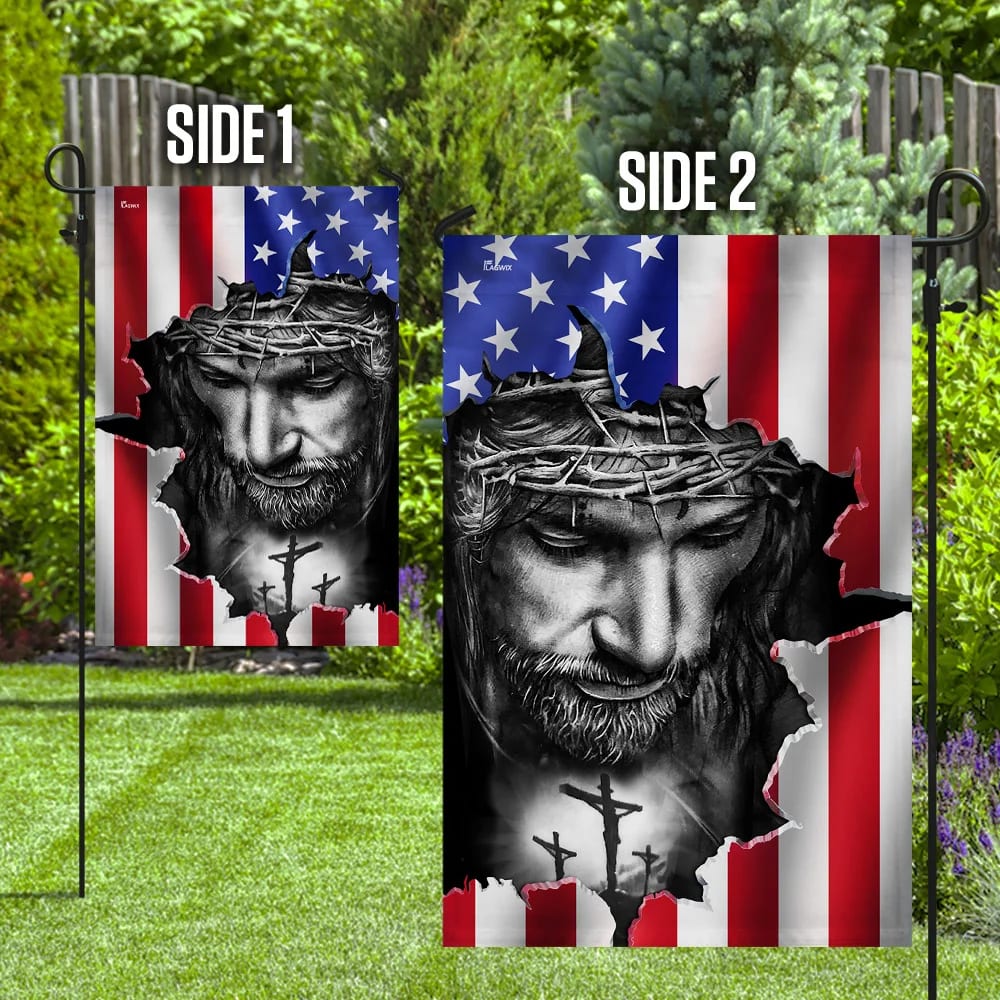 Believe In Jesus Cross American House Flags - Christian Garden Flags - Outdoor Christian Flag