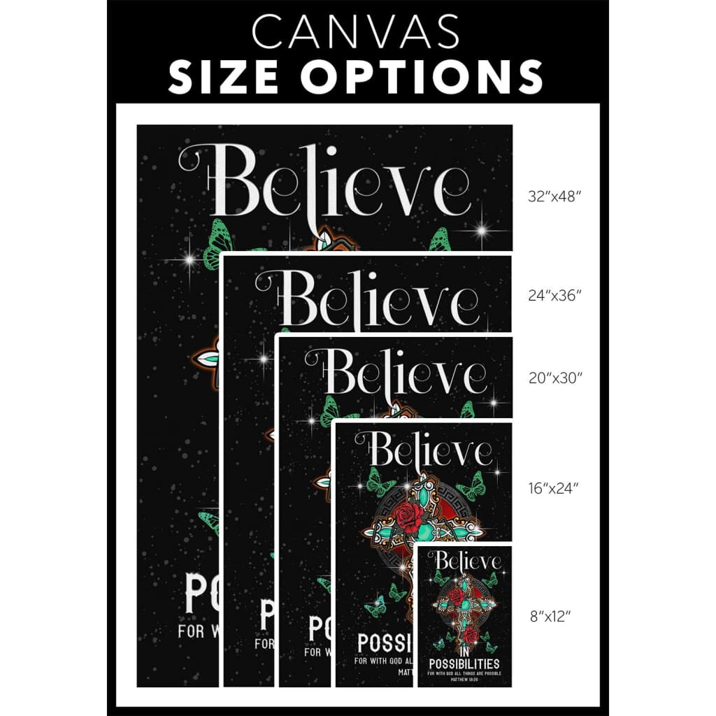 Believe In Possibilities For With God All Things Are Possible Canvas Wall Art - Christian Canvas Prints - Bible Verse Canvas