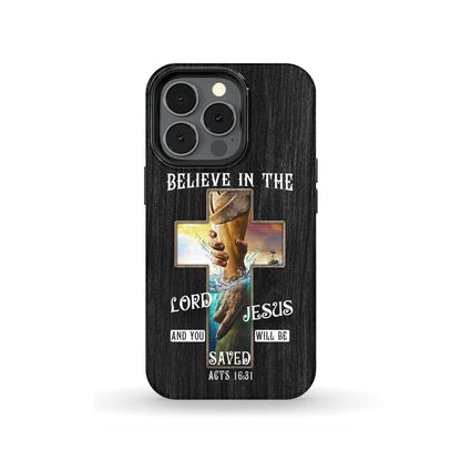 Believe In The Lord Jesus Acts 1631 Bible Verse Phone Case - Jesus Phone Case - Bible Verse Phone Cases Samsung