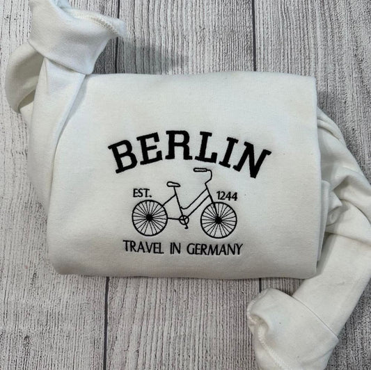 Berlin Germany Embroidered Sweatshirt, Women's Embroidered Sweatshirts