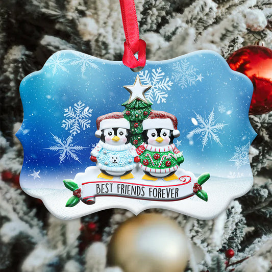 Best Friends Forever Penguin Metal Ornament - Christmas Ornament - Christmas Gift