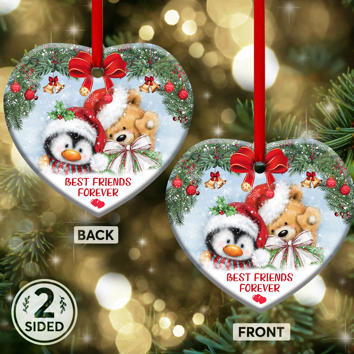 Bestie Christmas Theme Heart Ornament - Christmas Ornament - Ciaocustom