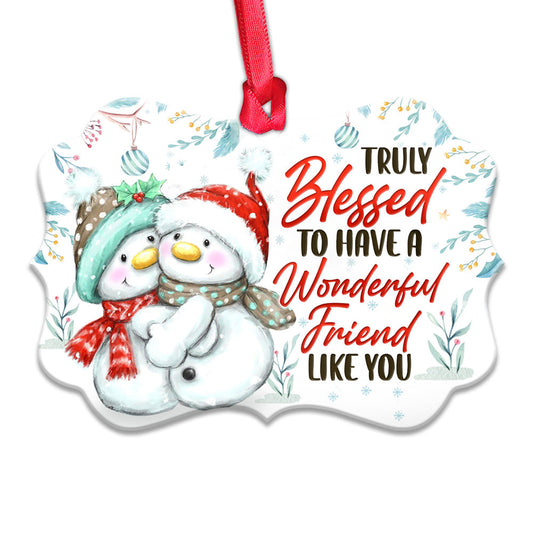 Bestie Snowman Truly Blessed Metal Ornament - Christmas Ornament - Christmas Gift