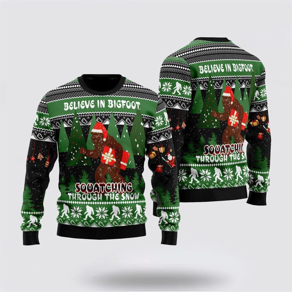 Bevieve In Bigfoot Ugly Christmas Sweater For Men, Best Gift For Christmas, Christmas Fashion Winter