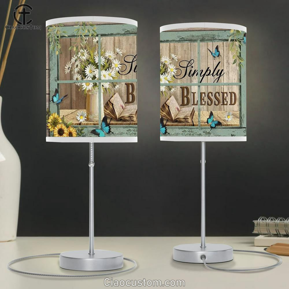 Bible Book, Daisy Flowers, Sunflower, Simply Blessed Table Lamp