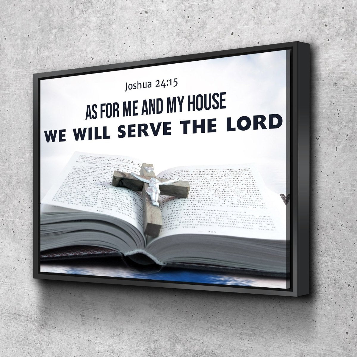 Bible & Cross As For Me And My House We Will Serve The Lord 2 Wall Art - Christian Canvas Wall Art