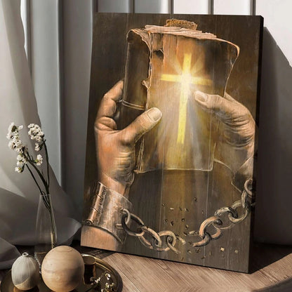 Bible Jesus Hands Light Cross Canvas Posters - Christian Wall Posters - Religious Wall Decor