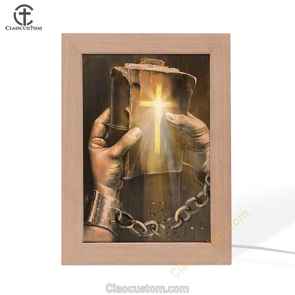 Bible, Jesus Hands, Light Cross Frame Lamp