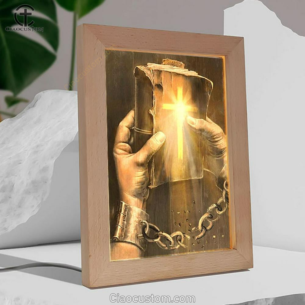 Bible, Jesus Hands, Light Cross Frame Lamp