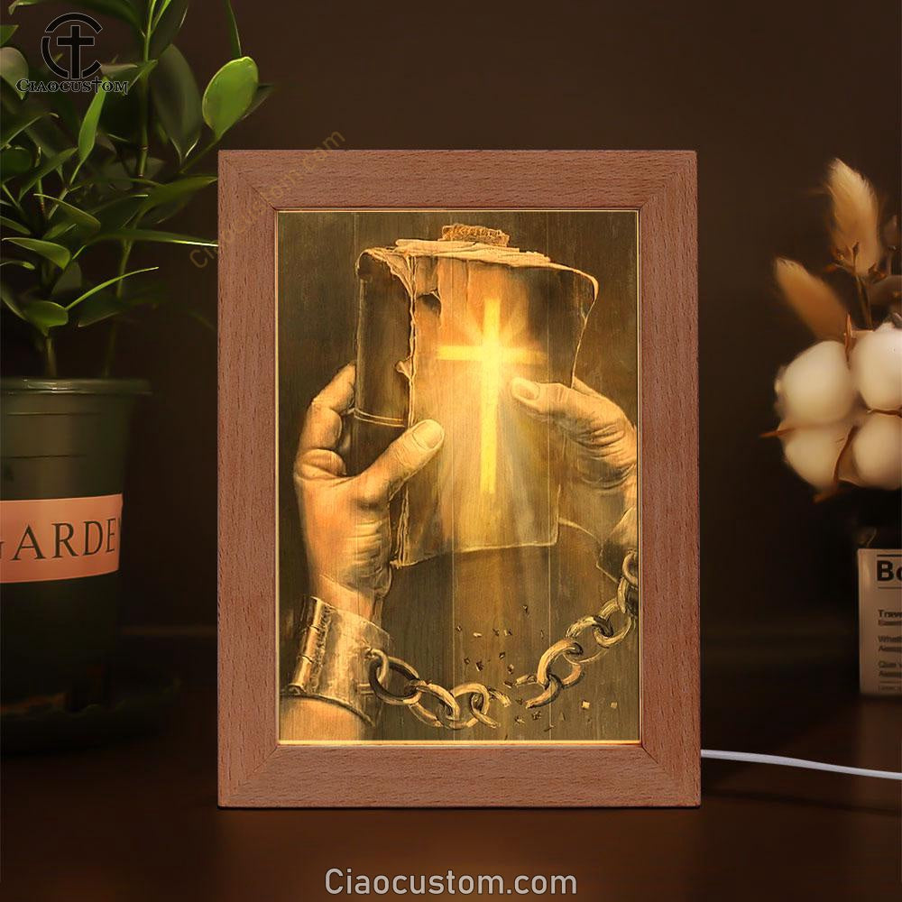 Bible, Jesus Hands, Light Cross Frame Lamp