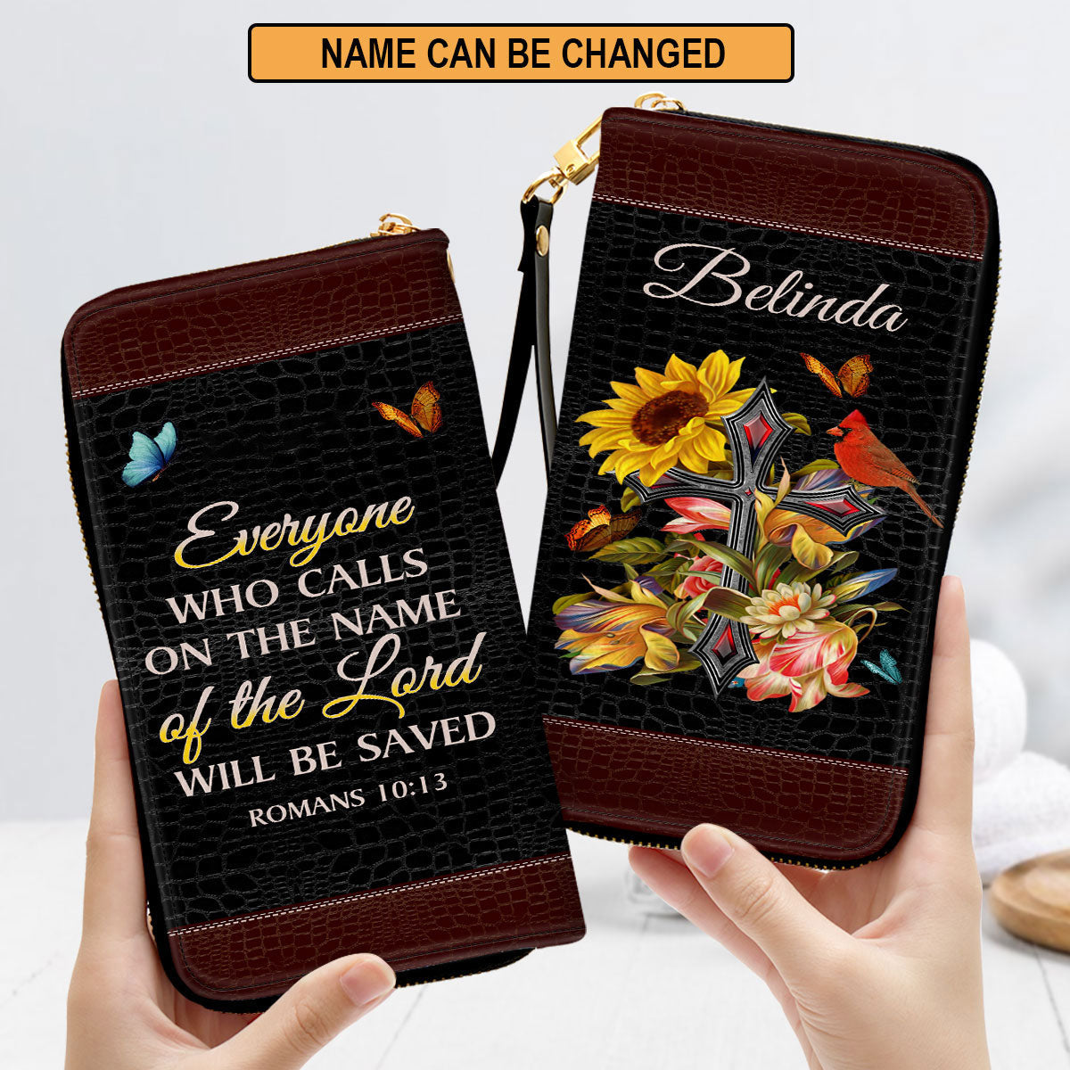 Bible Verse Gifts For Women Romans 1013 Everyone Who Calls On The Name Of The Lord Will Be Saved Clutch Purse For Women - Personalized Name