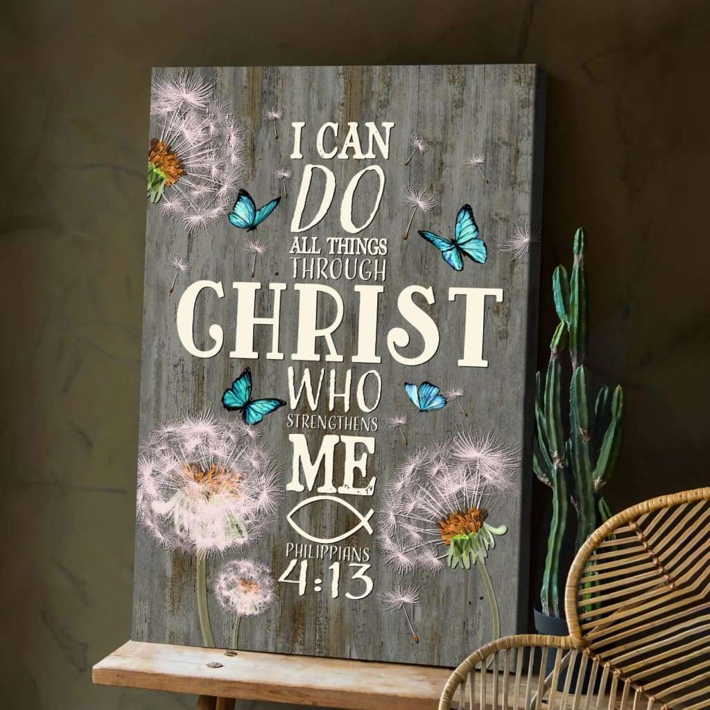 Bible Verse I Can Do All Things Through Christ Dandelion Canvas Art - Bible Verse Canvas - Scripture Wall Art