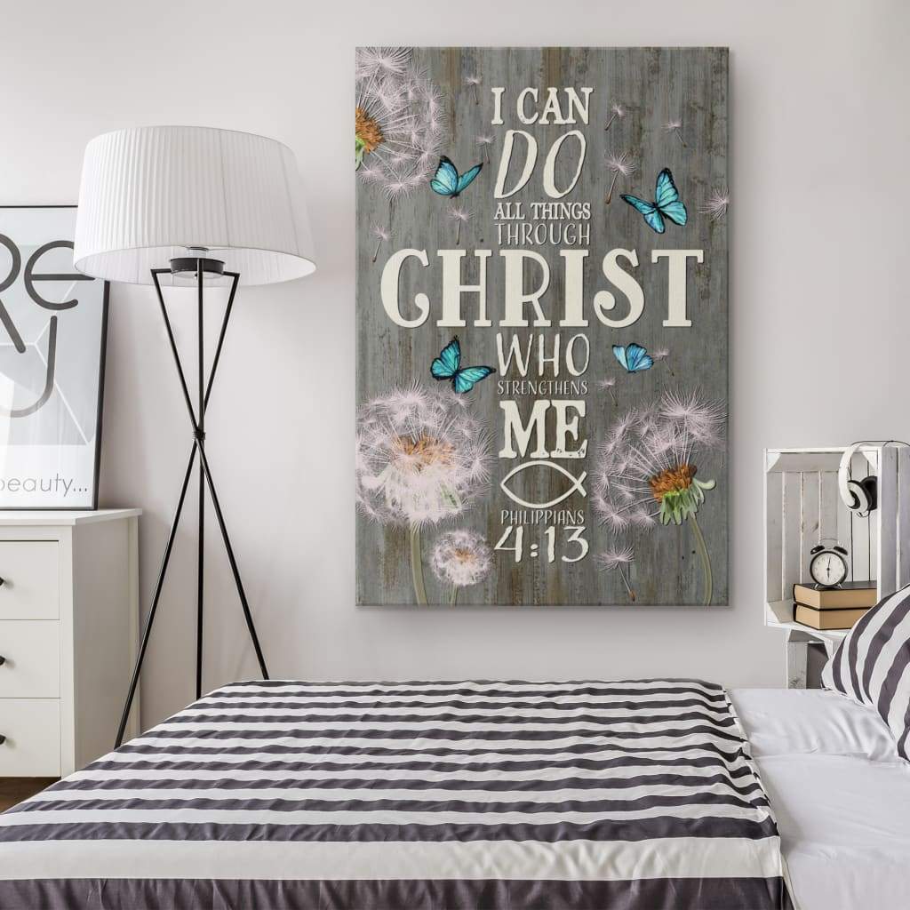 Bible Verse I Can Do All Things Through Christ Dandelion Canvas Art - Bible Verse Canvas - Scripture Wall Art