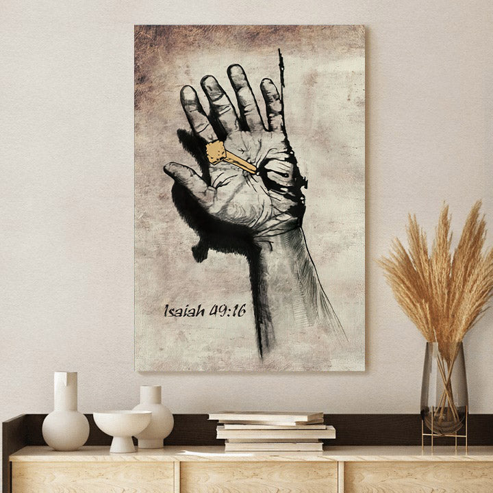 Bible Verse Isaiah 4916 Canvas Print Jesus Hands Nail Picture - Wall Decorator