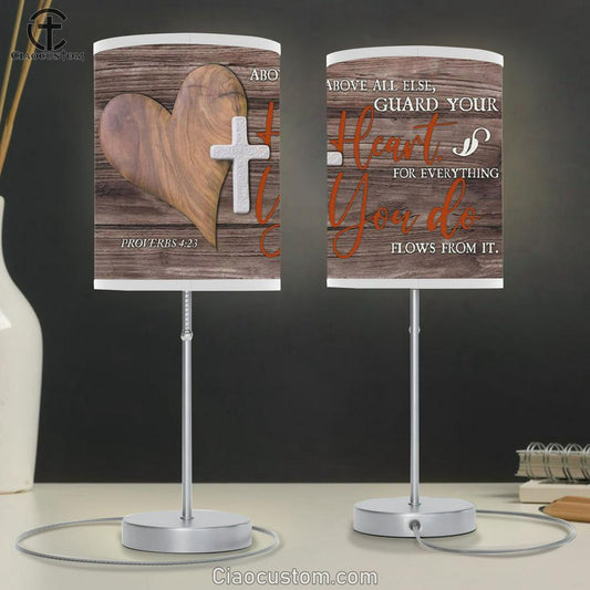 Bible Verse Lamp Art Above All Else Guard Your Heart Proverbs 423 Table Lamp Art - Christian Room Decor