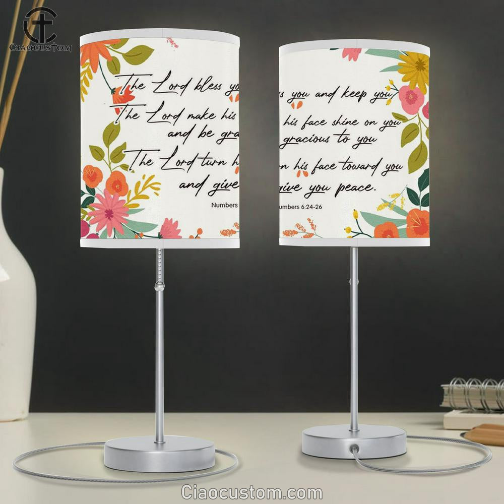 Bible Verse Lamp Art Numbers 624-26 The Lord Bless You And Keep You Table Lamp Print - Christian Room Decor