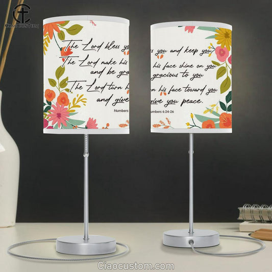 Bible Verse Lamp Art Numbers 624-26 The Lord Bless You And Keep You Table Lamp Print - Christian Room Decor