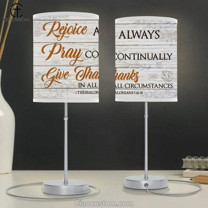 Bible Verse Lamp Art Rejoice Always Pray Continually Give Thanks Table Lamp Print - Christian Room Decor