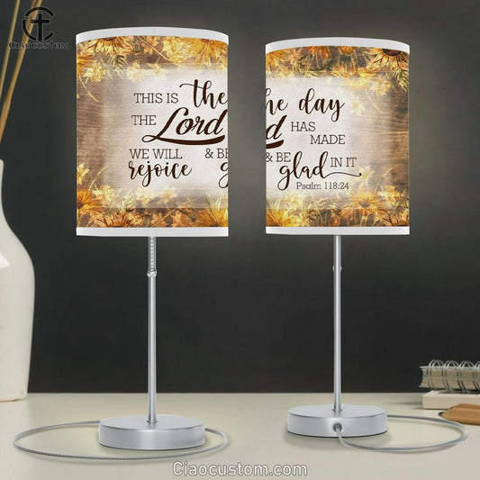 Bible Verse Lamp Art This Is The Day The Lord Has Made Psalm 11824 Table Lamp Print - Christian Room Decor