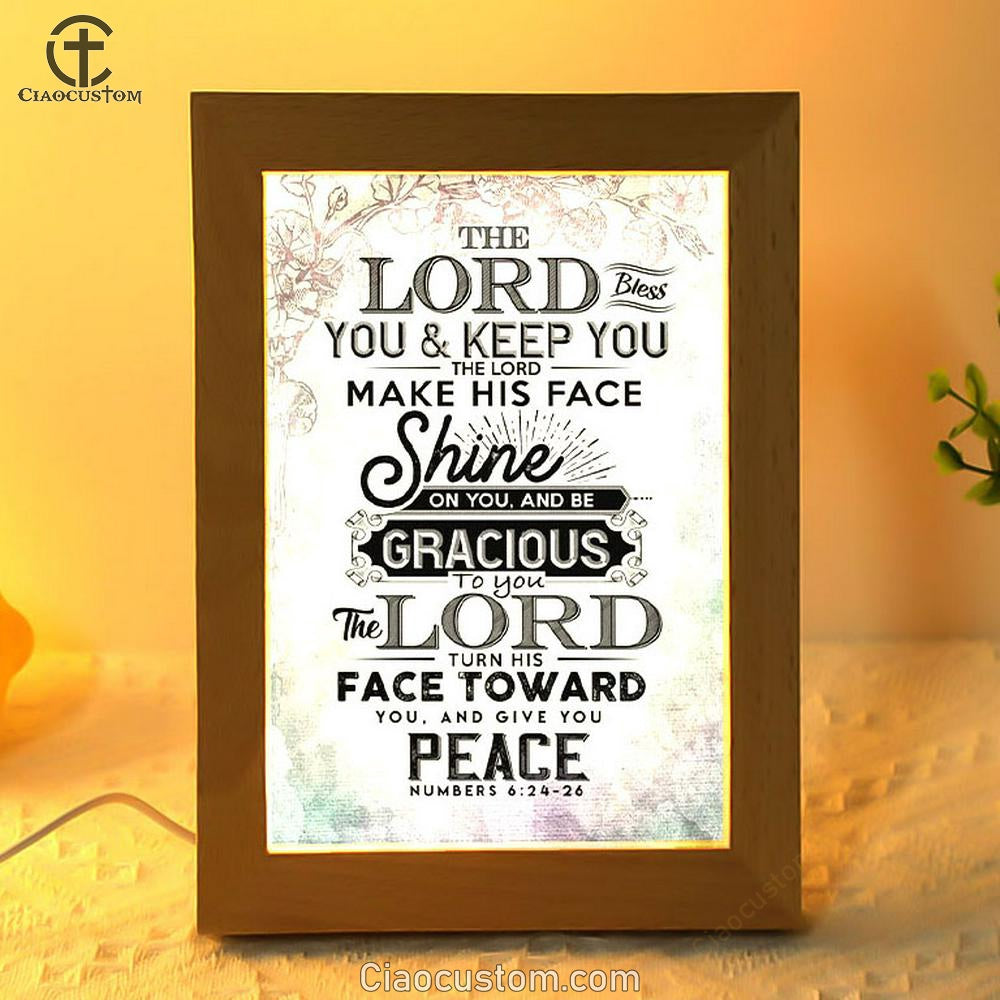 Bible Verse Numbers 624-26 The Lord Bless You And Keep You Frame Lamp Prints - Bible Verse Wooden Lamp - Scripture Night Light