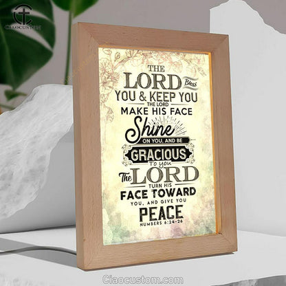 Bible Verse Numbers 624-26 The Lord Bless You And Keep You Frame Lamp Prints - Bible Verse Wooden Lamp - Scripture Night Light