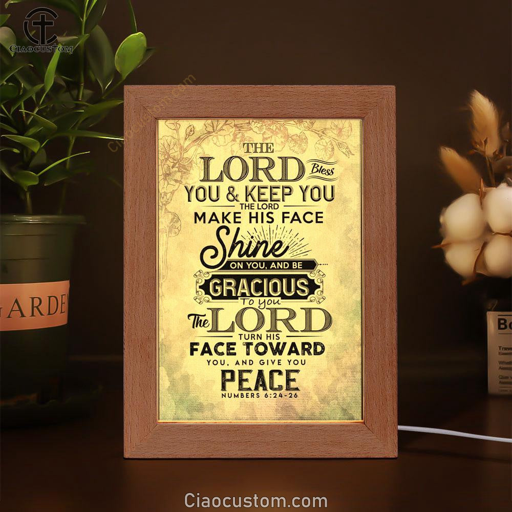 Bible Verse Numbers 624-26 The Lord Bless You And Keep You Frame Lamp Prints - Bible Verse Wooden Lamp - Scripture Night Light