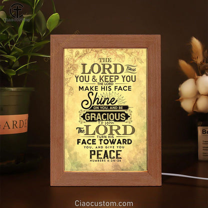 Bible Verse Numbers 624-26 The Lord Bless You And Keep You Frame Lamp Prints - Bible Verse Wooden Lamp - Scripture Night Light