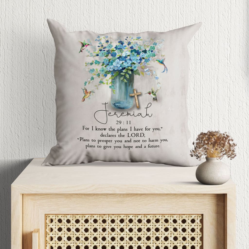 Bible Verse Pillows Jeremiah 2911 Niv, Hummingbird Flowers Pillow