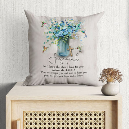 Bible Verse Pillows Jeremiah 2911 Niv, Hummingbird Flowers Pillow