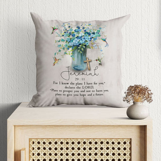 Bible Verse Pillows Jeremiah 2911 Niv, Hummingbird Flowers Pillow