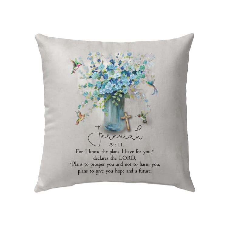 Bible Verse Pillows Jeremiah 2911 Niv, Hummingbird Flowers Pillow