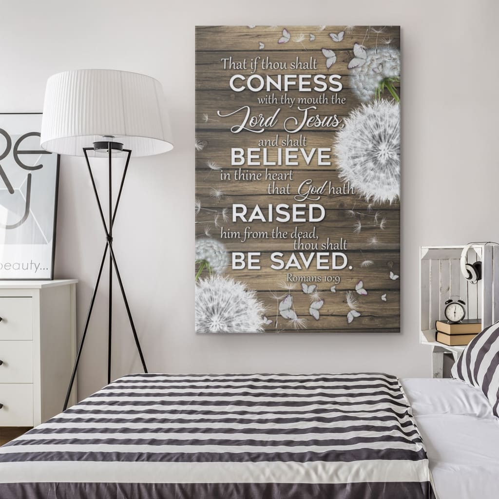 Bible Verse Romans 109 That If Thou Shalt Confess With Thy Mouth Canvas Art - Bible Verse Canvas - Scripture Wall Art