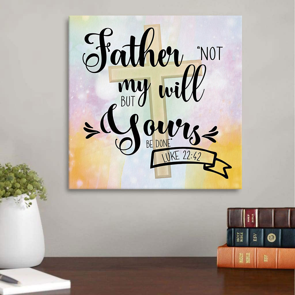 Bible Verse Wall Art Not My Will But Yours Be Done Luke 2242 Canvas Print - Religious Posters
