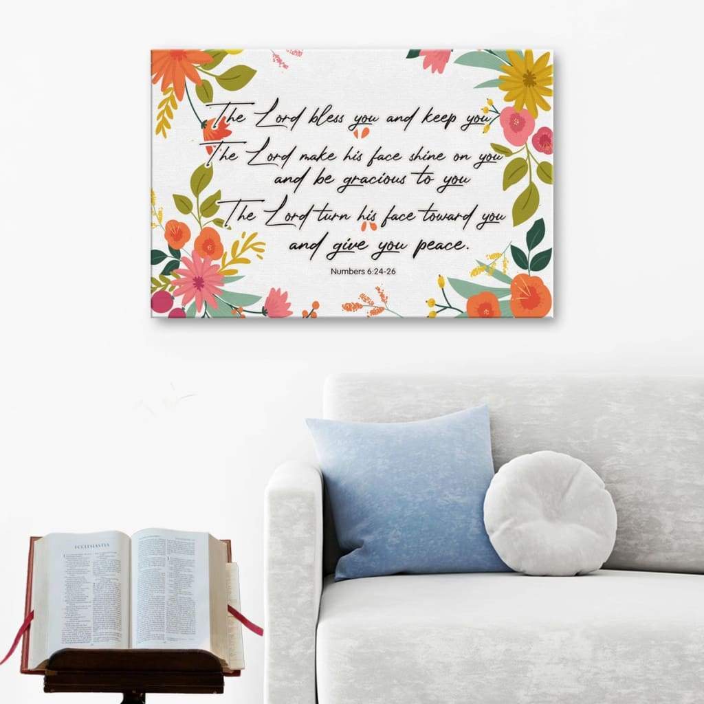 Bible Verse Wall Art Numbers 624-26 The Lord Bless You And Keep You Canvas Print - Religious Wall Decor