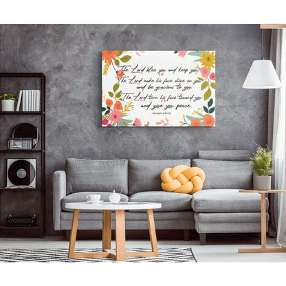 Bible Verse Wall Art Numbers 624-26 The Lord Bless You And Keep You Canvas Print - Religious Wall Decor