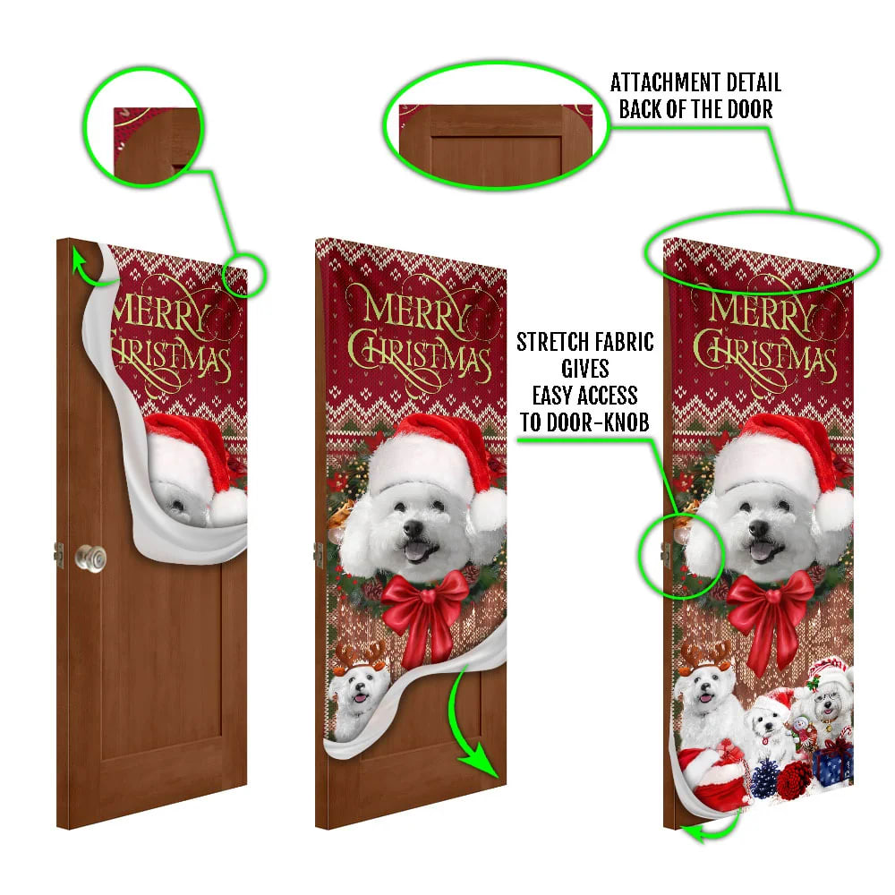 Bichon Frise With Christmas Begins Door Cover - Front Door Christmas Cover - Christmas Outdoor Decoration