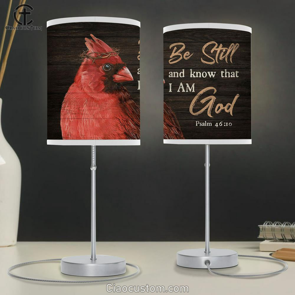 Big Cardinal Psalm 46 10 Be Still And Know That I Am God Lamp Art Table Lamp - Christian Lamp Art - Religious Art