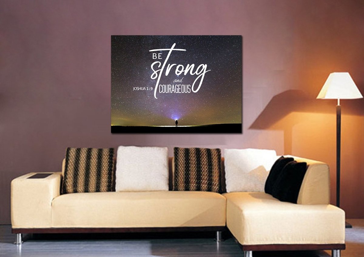 Big Universe Joshua 19 Be Strong And Courageous Wall Art - Christian Canvas Wall Art