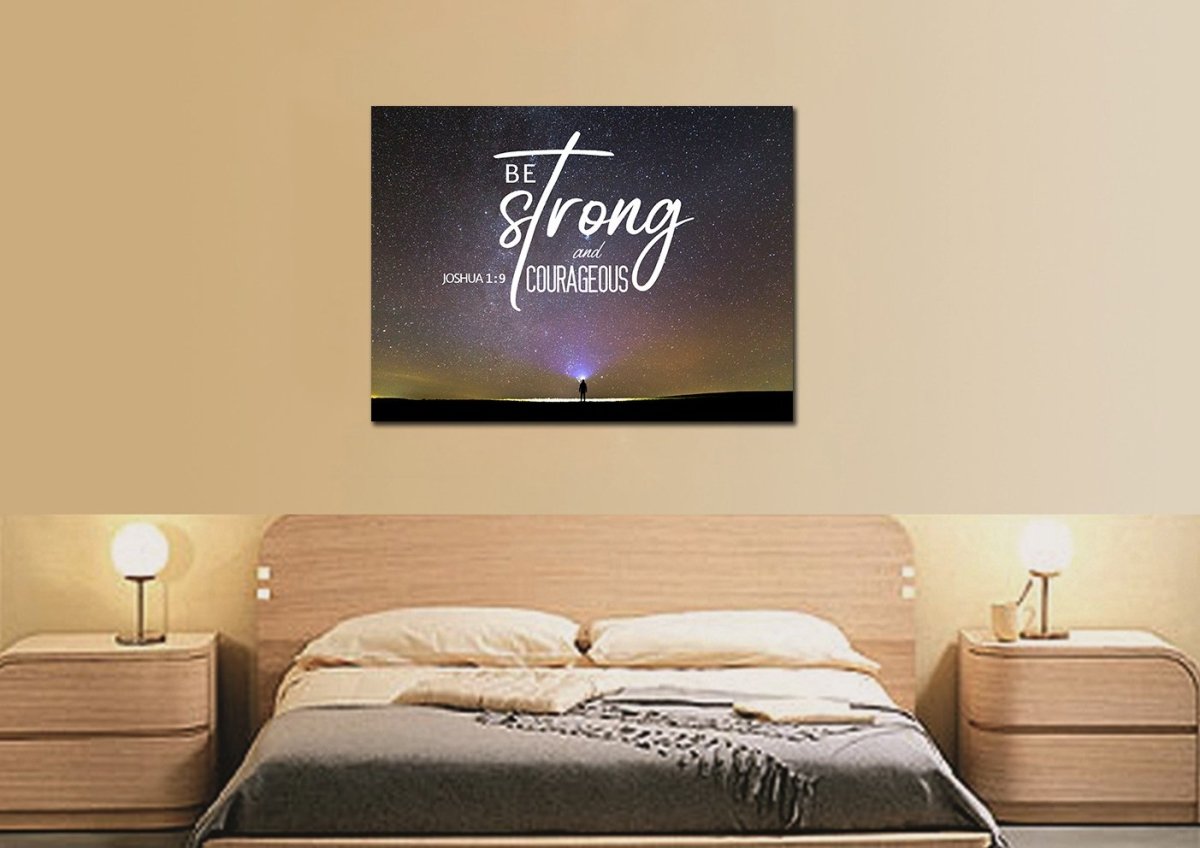 Big Universe Joshua 19 Be Strong And Courageous Wall Art - Christian Canvas Wall Art