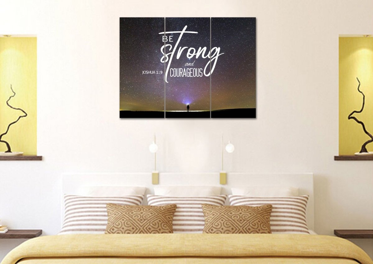 Big Universe Joshua 19 Be Strong And Courageous Wall Art - Christian Canvas Wall Art