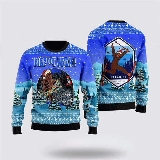 Bigfoot Area Motobike Ugly Christmas Sweater For Men, Best Gift For Christmas, Christmas Fashion Winter