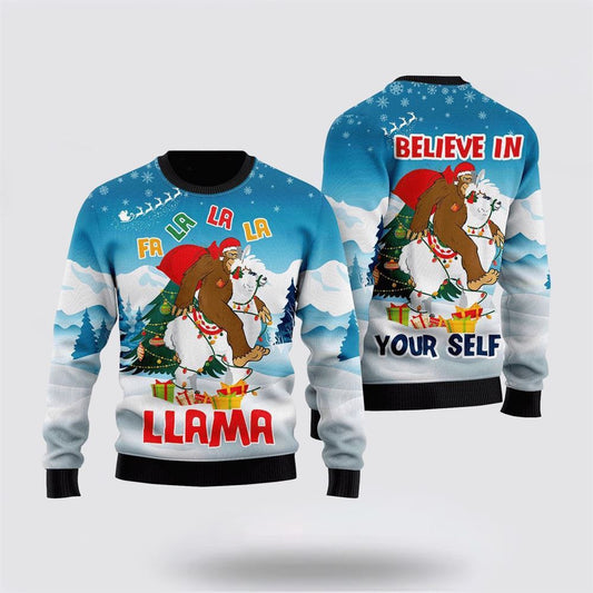 Bigfoot Riding Llama Ugly Christmas Sweater For Men, Best Gift For Christmas, Christmas Fashion Winter