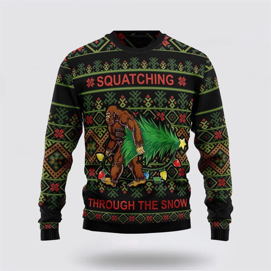 Bigfoot Snow Ugly Christmas Sweater For Men, Best Gift For Christmas, Christmas Fashion Winter