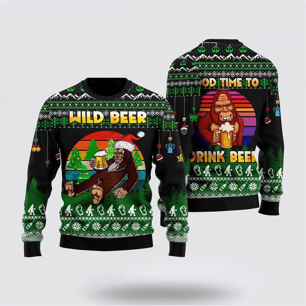 Bigfoot Sweater, Wild Beer Ugly Christmas Sweater For Men, Best Gift For Christmas, Christmas Fashion Winter