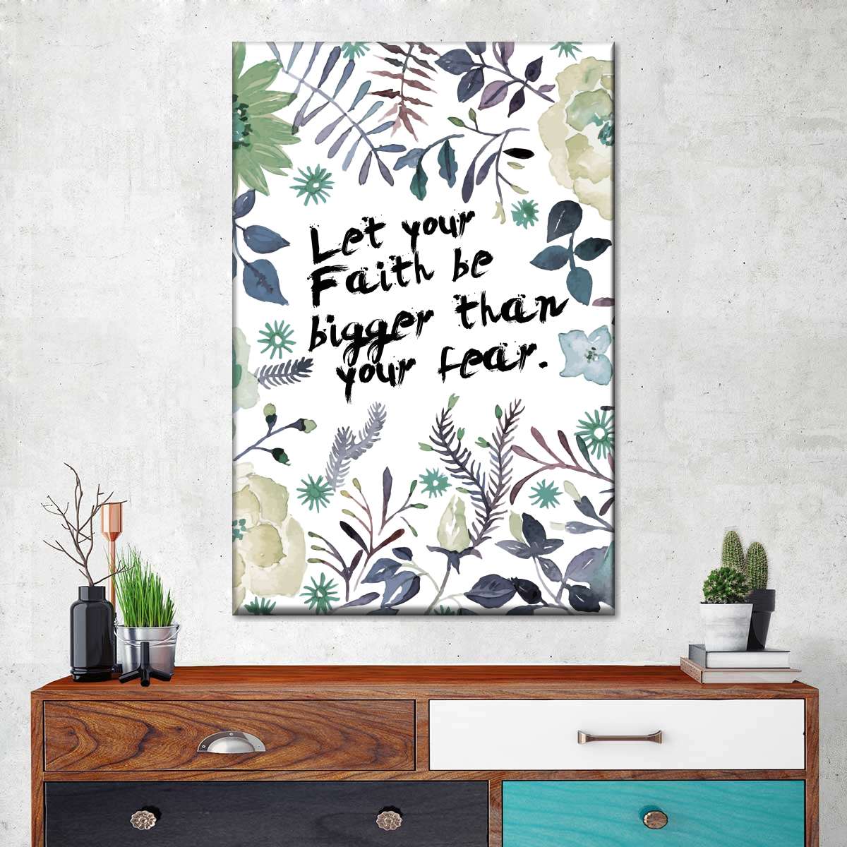 Bigger Than Fear Canvas Wall Art - Christian Wall Decor Art - Religious Wall Decor