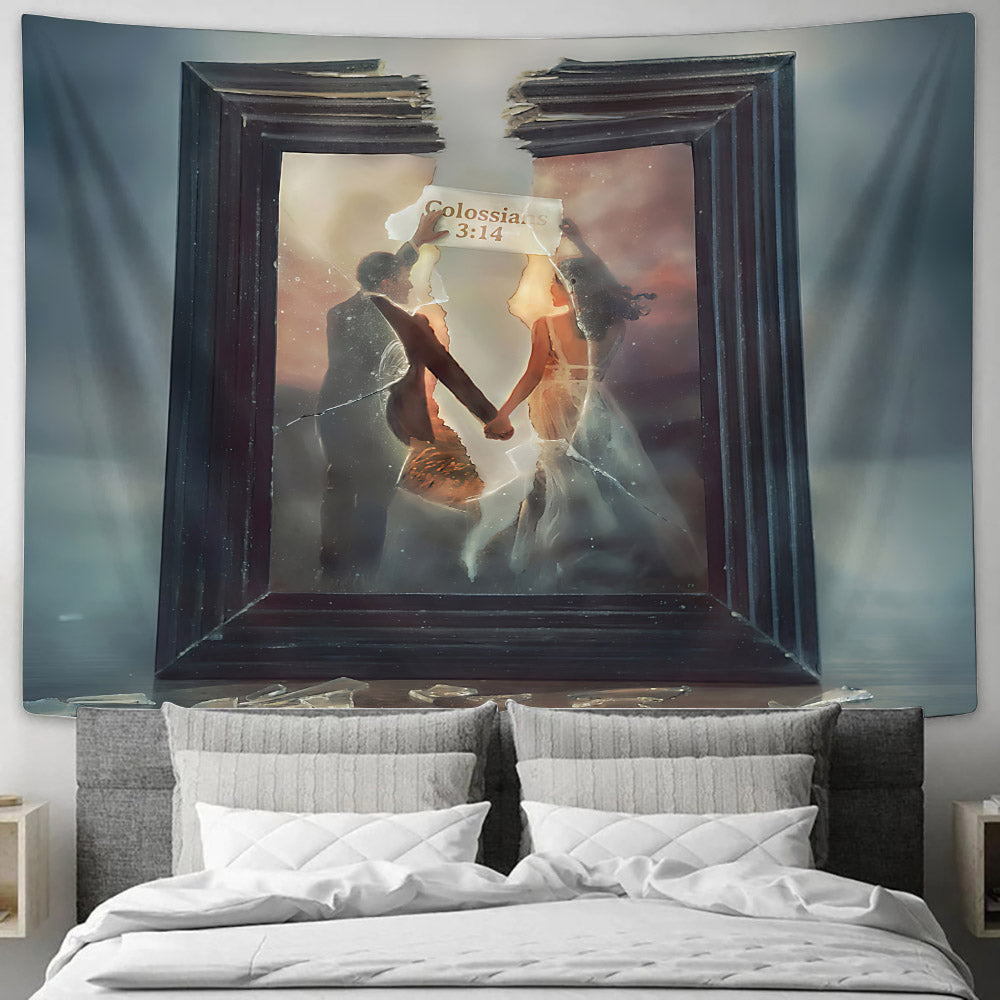 Binds Everything Together In Perfect Harmony. Colossians 3 14 - Religious Tapestry - Jesus Christ Tapestry